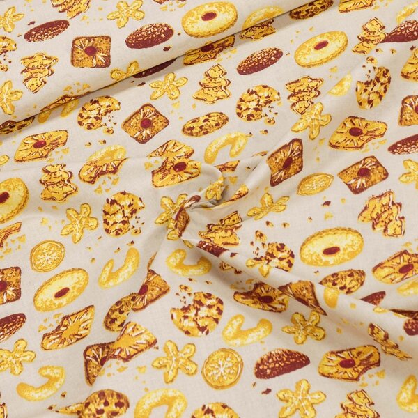 Bavlněné plátno POLO pečivo na světle béžové, š.140cm (látka v metráži)
