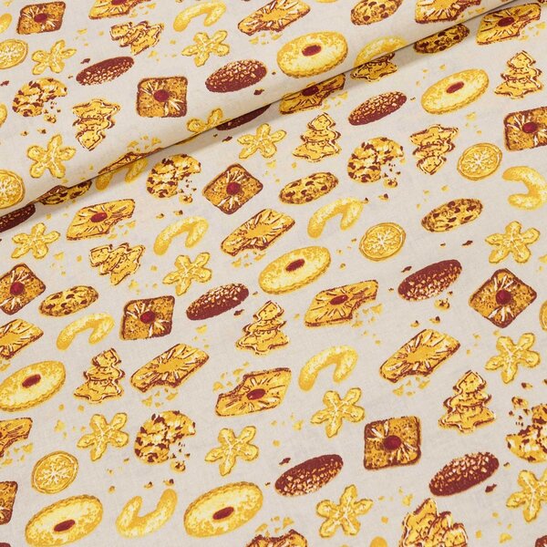 Bavlněné plátno POLO pečivo na světle béžové, š.140cm (látka v metráži)