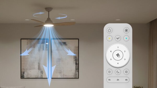 Stropní ventilátor se světlem LED 3000–6500K biela, drevo IP20 PHILIPS Olas 8721103095985