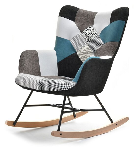 Křeslo Sibyla (patchwork + buk + bílá). Akce -15%