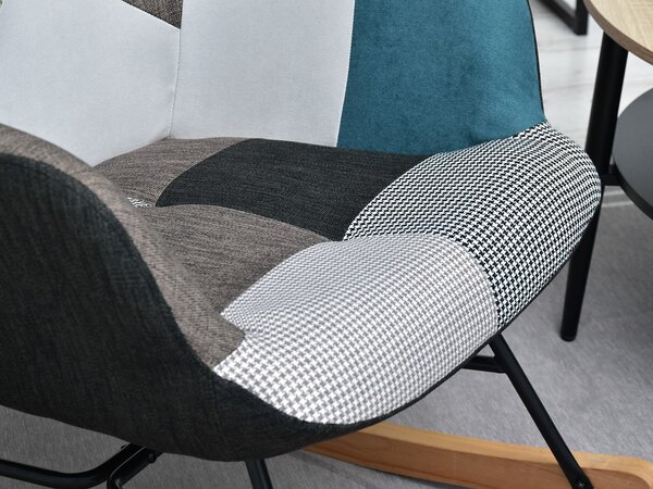 Křeslo Sibyla (patchwork + buk + bílá). Akce -15%