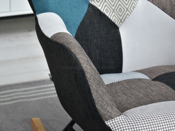 Křeslo Sibyla (patchwork + buk + bílá). Akce -15%