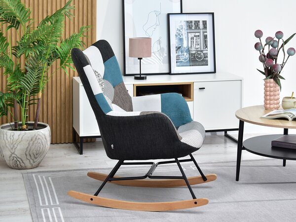 Křeslo Sibyla (patchwork + buk + bílá). Akce -15%