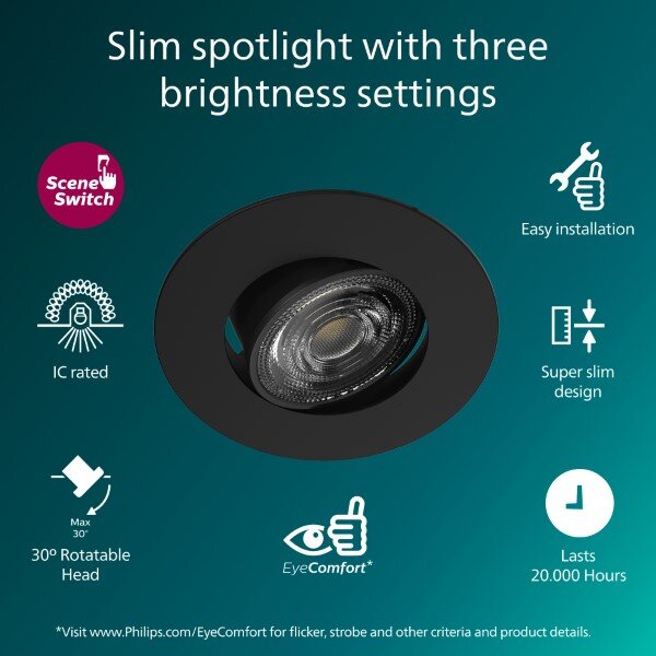 Zapuštěné svítidlo LED 2700K čierna IP20 PHILIPS Cilantro Step 8721103038050 balení 3 ks