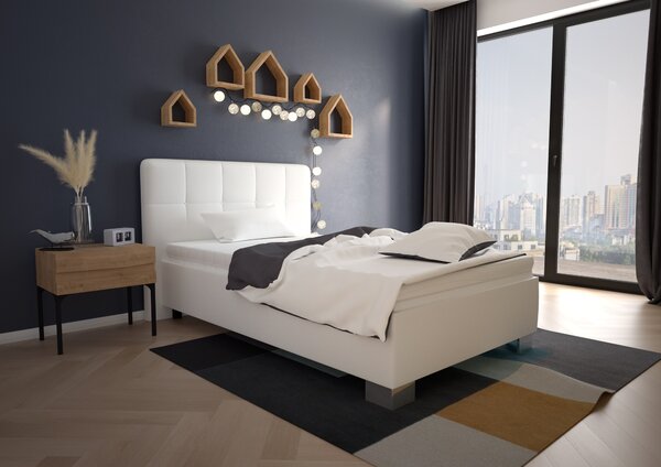 Čalouněná postel Grace 120x200 bílá koženka - BLANAŘ