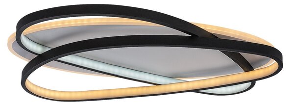 Rabalux 71470 LED přisazené stropní svítidlo Brantiel | 57W integrovaný LED zdroj | 3200lm | 3000-6000K | dálkové ovládání | stmívač | černá