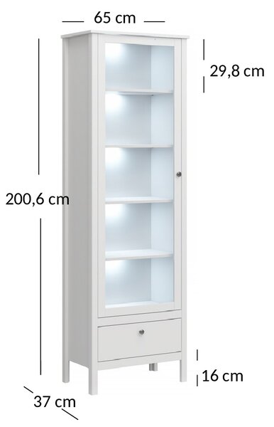 Vitrína Olna 1W1S (bílá)