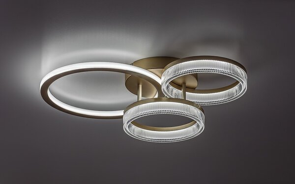 Rabalux 71473 LED přisazené stropní svítidlo Rivona | 38W integrovaný LED zdroj | 3500lm | 3000-6500K | dálkové ovládání | stmívač | zlatá