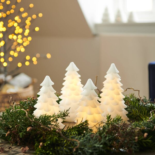 LED dekor světlo Carla, strom z bílého vosku 16cm