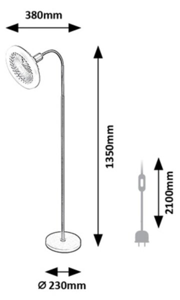 Rabalux 74031 stojací lampa Venturo | 16W E27 | 1600lm | 3000-6500K | s vypínačem | černá