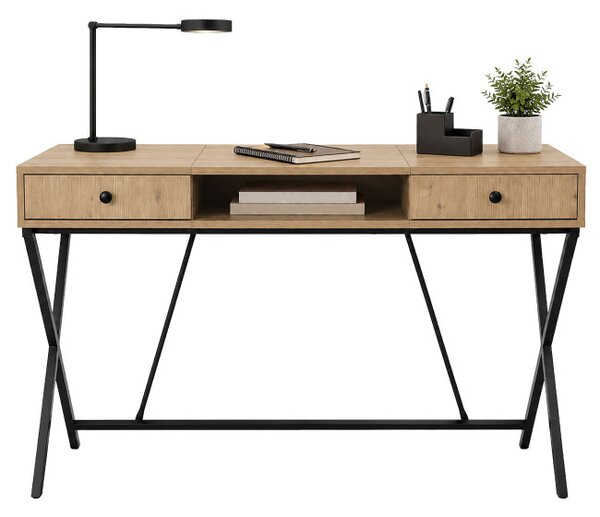 Kancelářský industriální stůl CROSSLINE dub Artisan / černé nohy