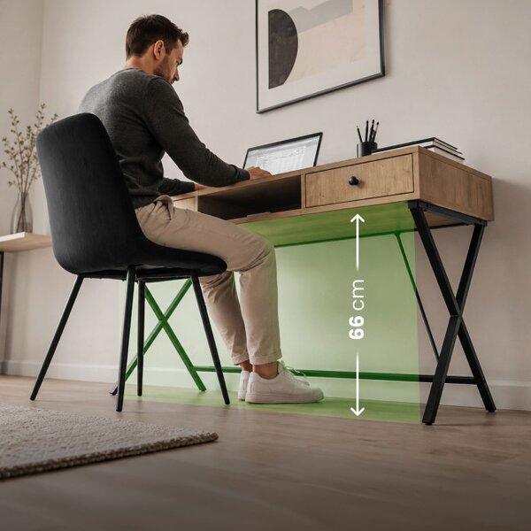 Kancelářský industriální stůl CROSSLINE dub Artisan / černé nohy