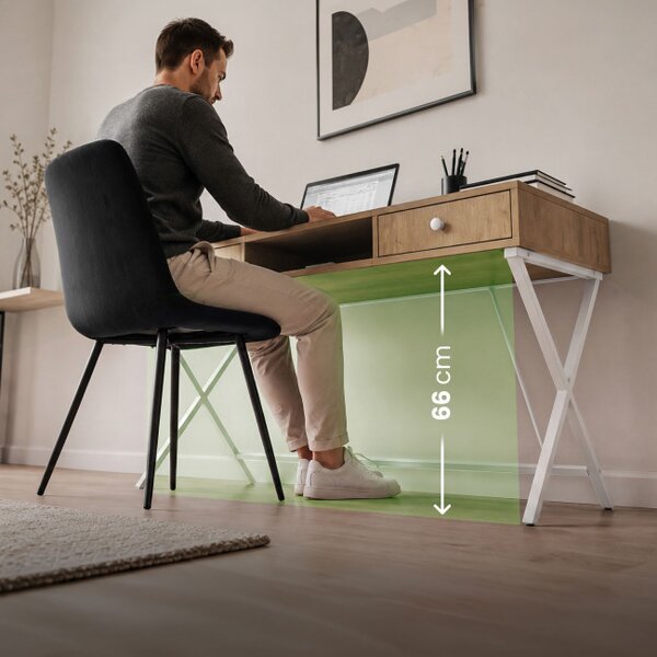 Kancelářský industriální stůl CROSSLINE dub Artisan / bílé nohy