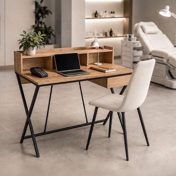 Kancelářský industriální stůl FLEXO dub Artisan / černé nohy