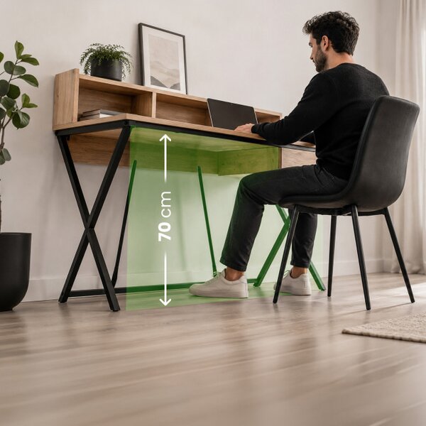 Kancelářský industriální stůl FLEXO dub Artisan / černé nohy