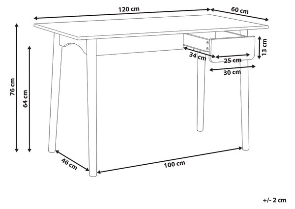 Pracovní stůl VITRION Světle hnědá/Bílá 120 cm 60 cm