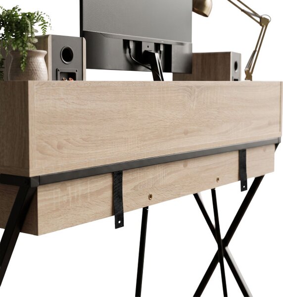 Kancelářský industriální stůl FLEXO dub Sonoma / černé nohy