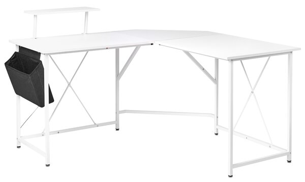 Rohový stůl TACONY Bílá 180 cm 140 cm s úložným prostorem