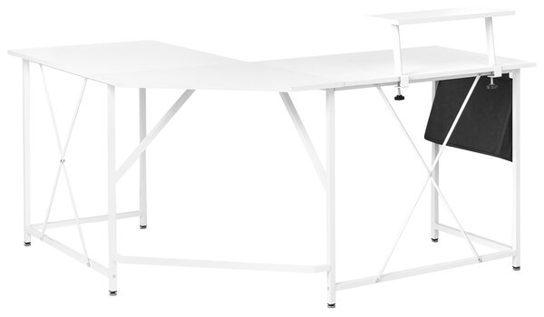 Rohový stůl TACONY Bílá 180 cm 140 cm s úložným prostorem