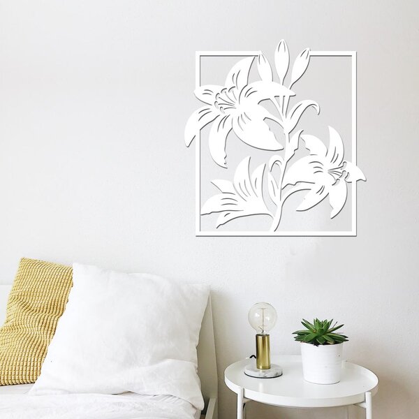 Dřevo života | Dřevěná dekorace na stěnu LILIE I | Rozměry (cm): 56x60 | Barva: Bílá