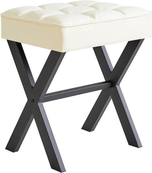 Kosmetická stolička - Stolek ve stylu Ottomanského impéria - Pohodlné sezení - Kovové nohy ve tvaru X - 41 x 30 x 45 cm - Bílá barva