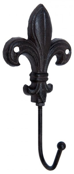 Hnědý kovový nástěnný háček s ornamentem – 8x5x15 cm