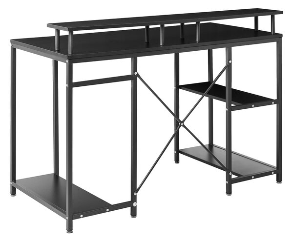Pracovní stůl CADDO Černá 120 cm 60 cm s policemi
