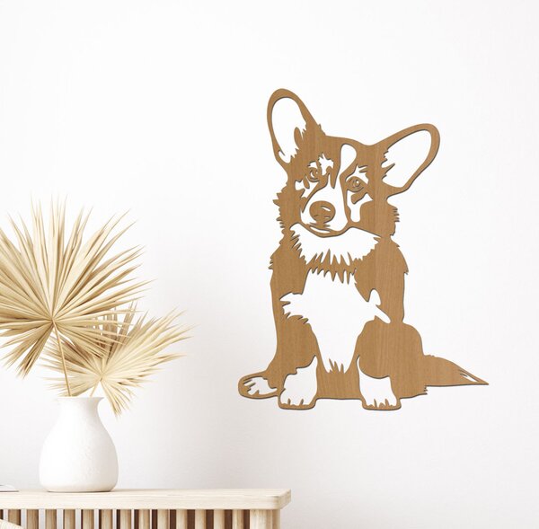 Dřevěná dekorace psa Corgi | Rozměry (cm): 23x30 | Zvolte barvu dekoru: Černá