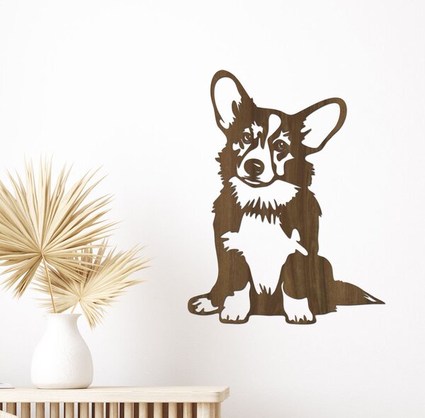 Dřevo života | Dřevěná dekorace psa Corgi | Rozměry (cm): 23x30 | Barva: Ořech