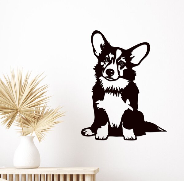 Dřevo života | Dřevěná dekorace psa Corgi | Rozměry (cm): 23x30 | Barva: Černá