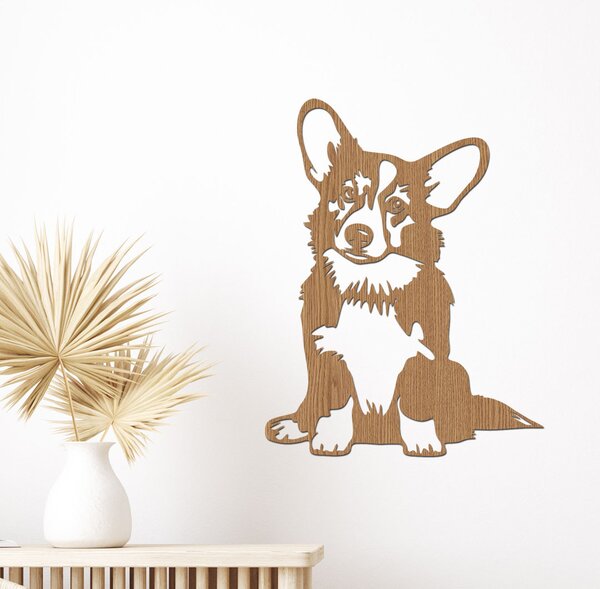 Dřevěná dekorace psa Corgi | Rozměry (cm): 23x30 | Zvolte barvu dekoru: Černá
