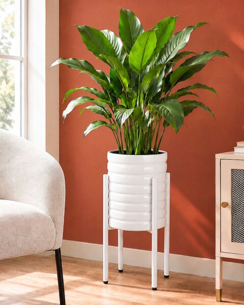 Květináč na stojanu GENTIANELLA 31 cm Kov Bílá
