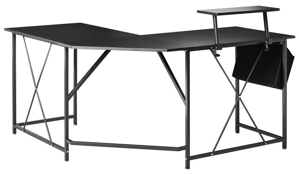 Rohový stůl TACONY Černá 180 cm 140 cm s úložným prostorem