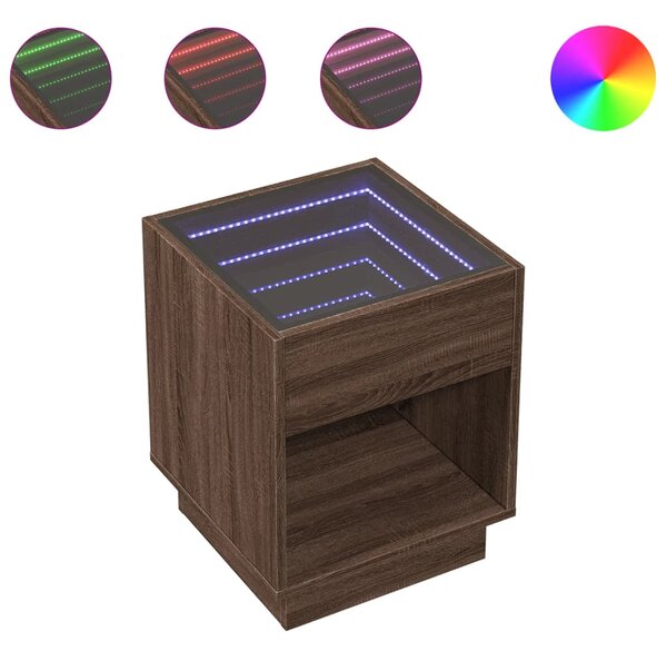 Noční stolek s Infinity LED hnědý dub 40 x 40 x 50 cm 3284083