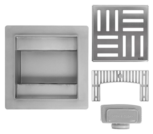 Odtokový žlab REA CROSS Nickel Brush 12x12