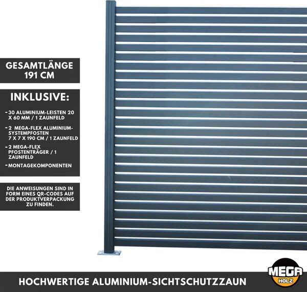 MEGA HOLZ Sada Pro Oplocení Aluminium-Rhombus 191x180 cm - jeden panel