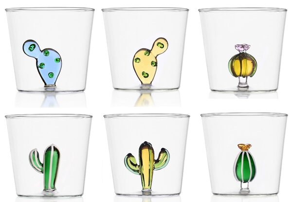 Ichendorf Milano designové sklenice na vodu Desert Plants Tumbler Cactus Blue
