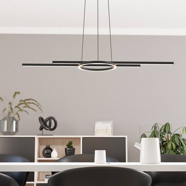 EGLO LED závěsné svítidlo Zillerio-Z černé ZigBee dim, stmívatelný, Černá, Obývací pokoj / jídelna, Hliník, Moderní
