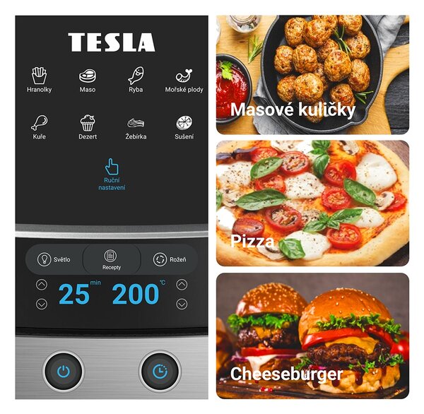 TESLA AirCook & Grill QG800 WiFi - multifunkční digitální horkovzdušná fritéza