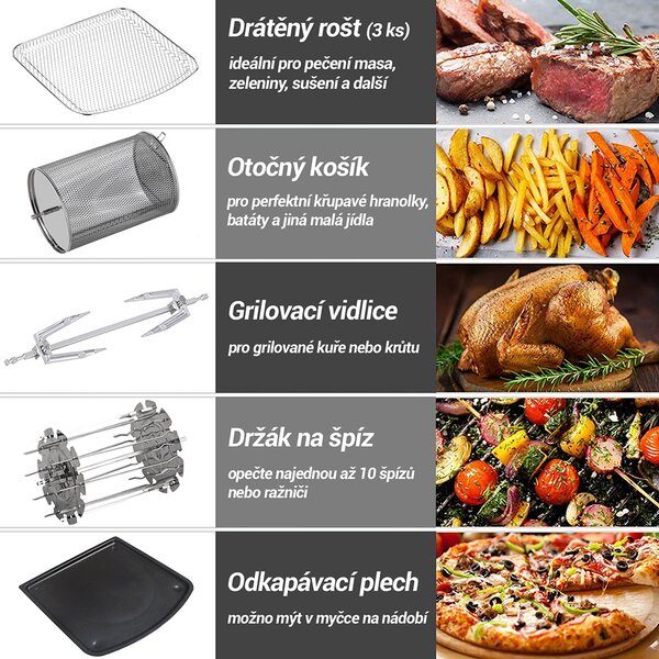 TESLA AirCook & Grill QG800 WiFi - multifunkční digitální horkovzdušná fritéza