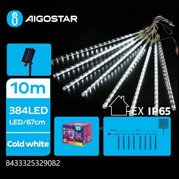Aigostar - LED Solární řetěz 384xLED/13m IP65 studená bílá