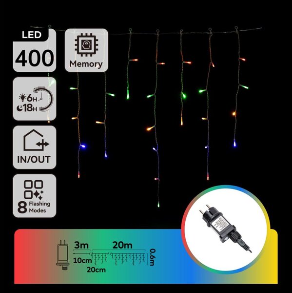 Aigostar - LED Venkovní řetěz 400xLED/8 funkcí 23x0,6m IP44 multicolor