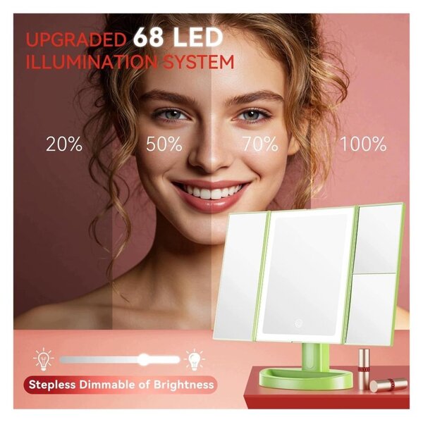 Zrcadlo na líčení s 68 LED diodami a nastavitelným osvětlením