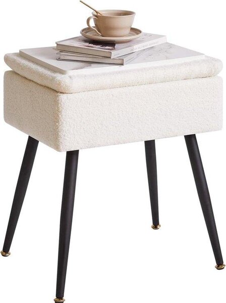 Kosmetický stolek Kruk – Židle k make-up – Pohodlné sezení – Skrytý úložný prostor – 40 x 30 x 46 cm – Krémová barva