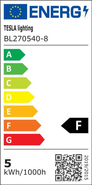 TESLA BL270540–8 - LED bulb žárovka E27, 5W, 500 lm, 4000K, denní bílá