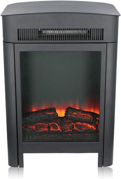 Elektrický krb – dekorativní krb s efektem plamene – pro vytápění obývacího pokoje – s nastavitelným termostatem – hloubka 26 cm – černá barva