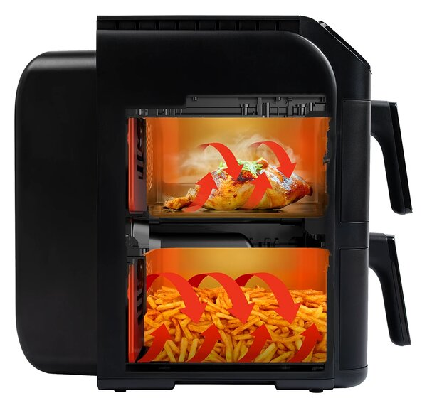 TESLA AirCook DualZone Q670 XXL - multifunkční duální digitální horkovzdušná fritéza