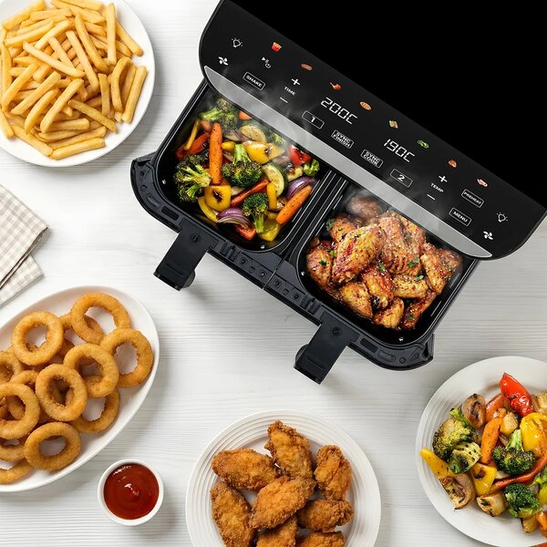 TESLA AirCook DualHeat QD464 XXL - multifunkční duální digitální horkovzdušná fritéza