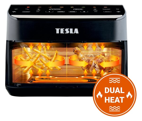 TESLA AirCook DualHeat QD464 XXL - multifunkční duální digitální horkovzdušná fritéza