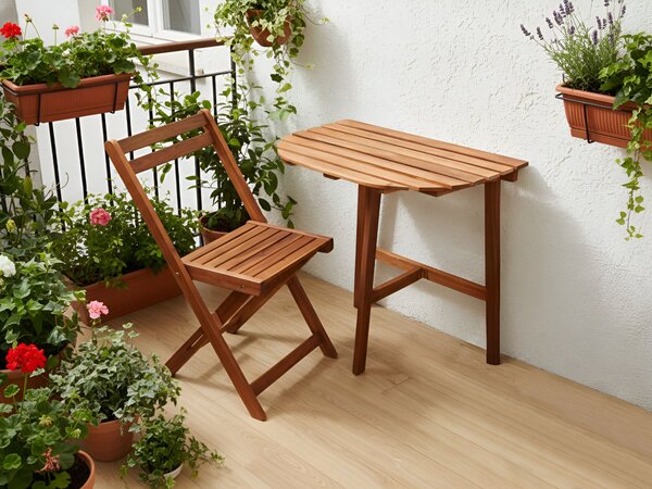 Bistro stolek Skládací OSIGO 44 cm 70 cm Akáciové dřevo Hnědá